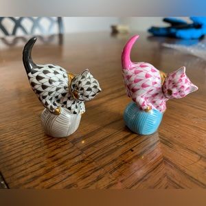 Herend Figurines: Mischievous Cat on Yarn
